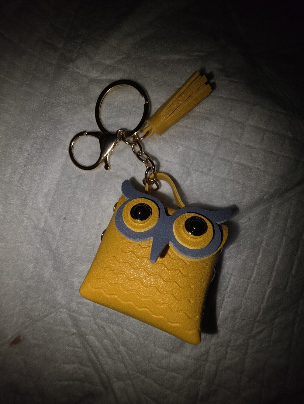 Yellow Owl Keychain Bag Charm with Tassel